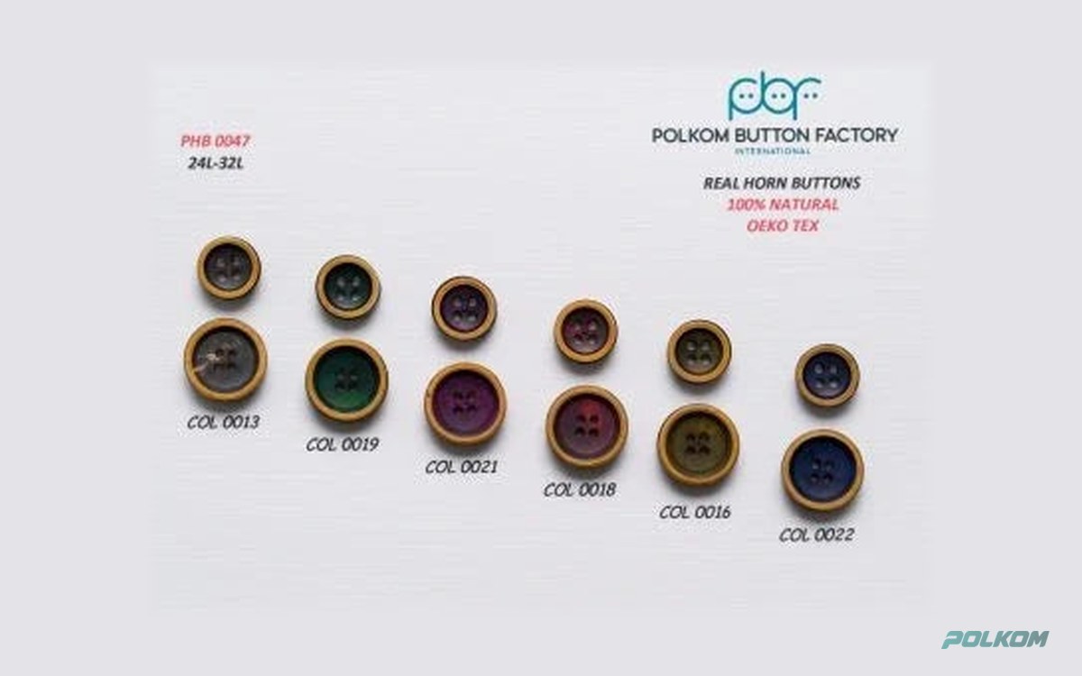 Boutons en corne véritable – nuancier avec modèles et codes PHB