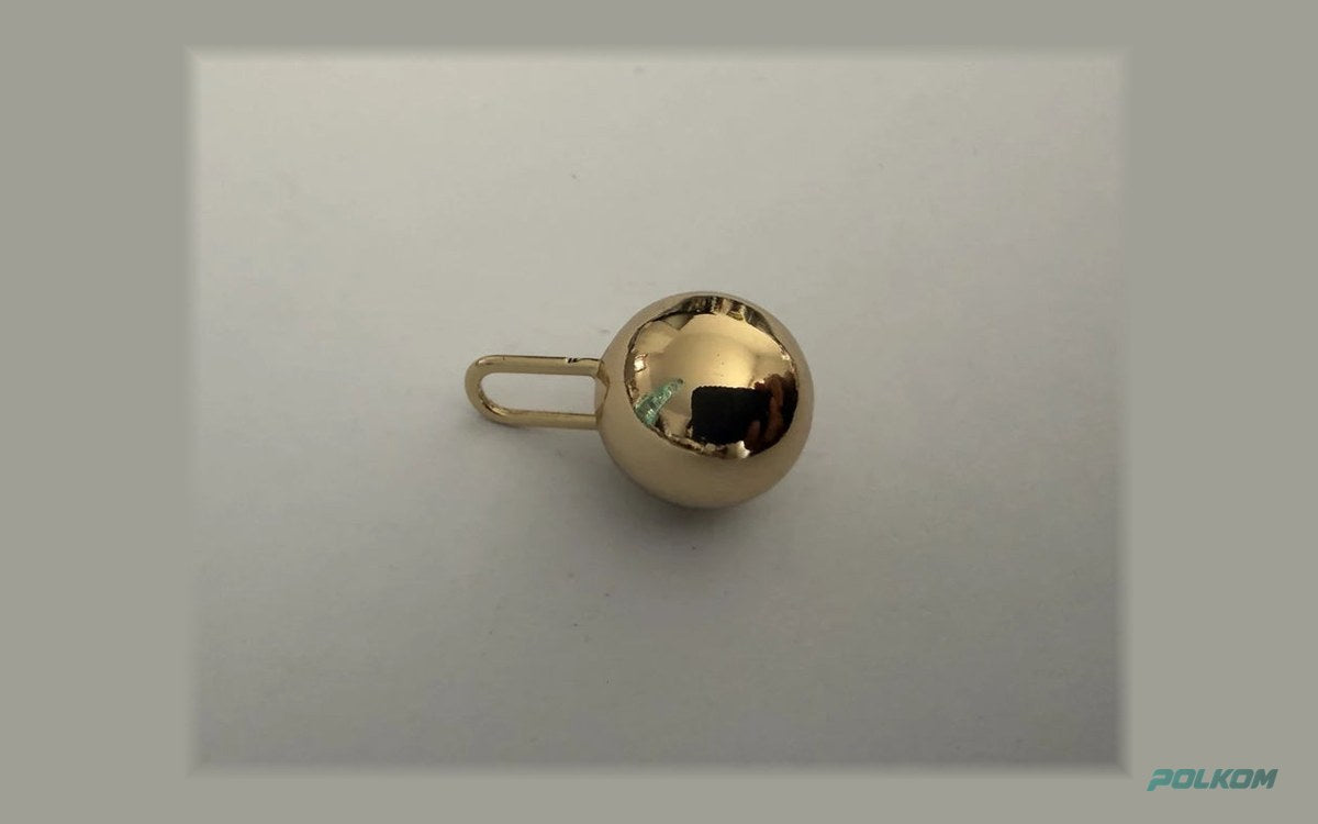 Kovová visulka koule 14 mm s ouškem 9 mm – na zipy, tašky a dekorace