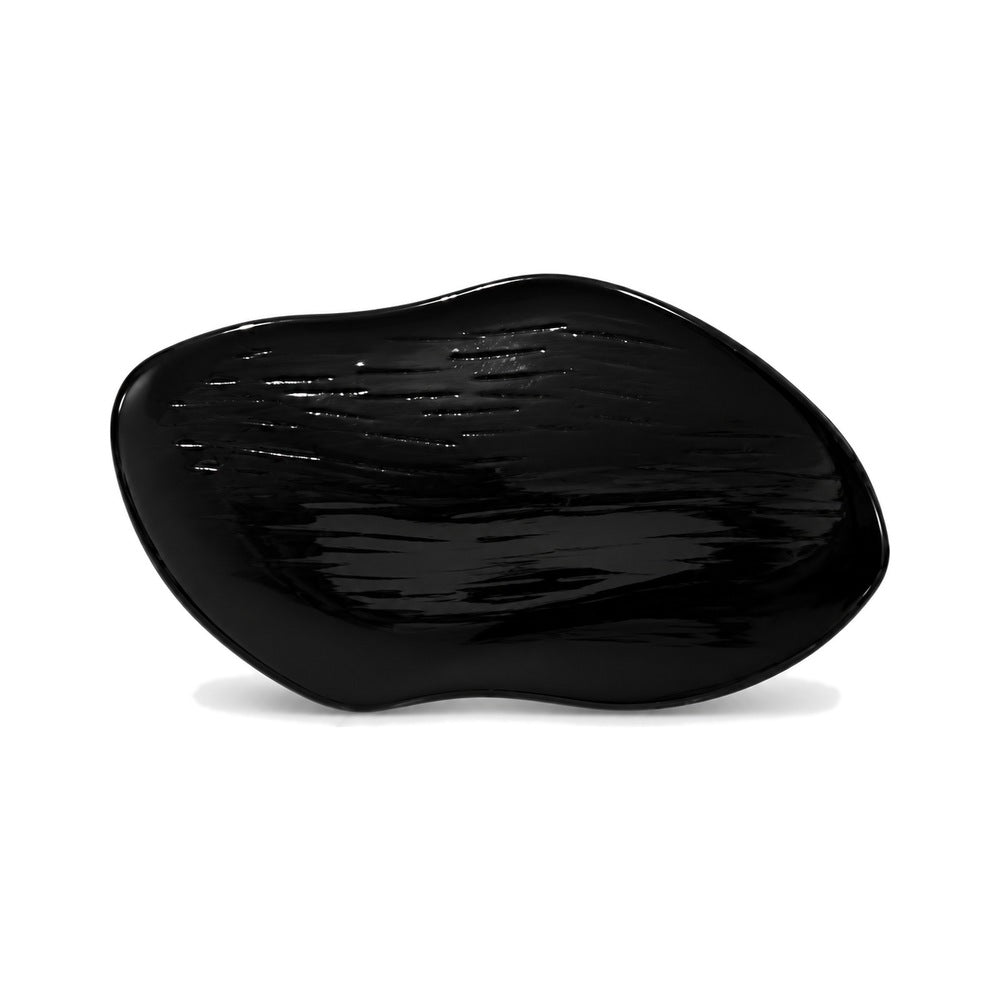 Metal button “Large oval with relief lines” MB-27 – Glossy black