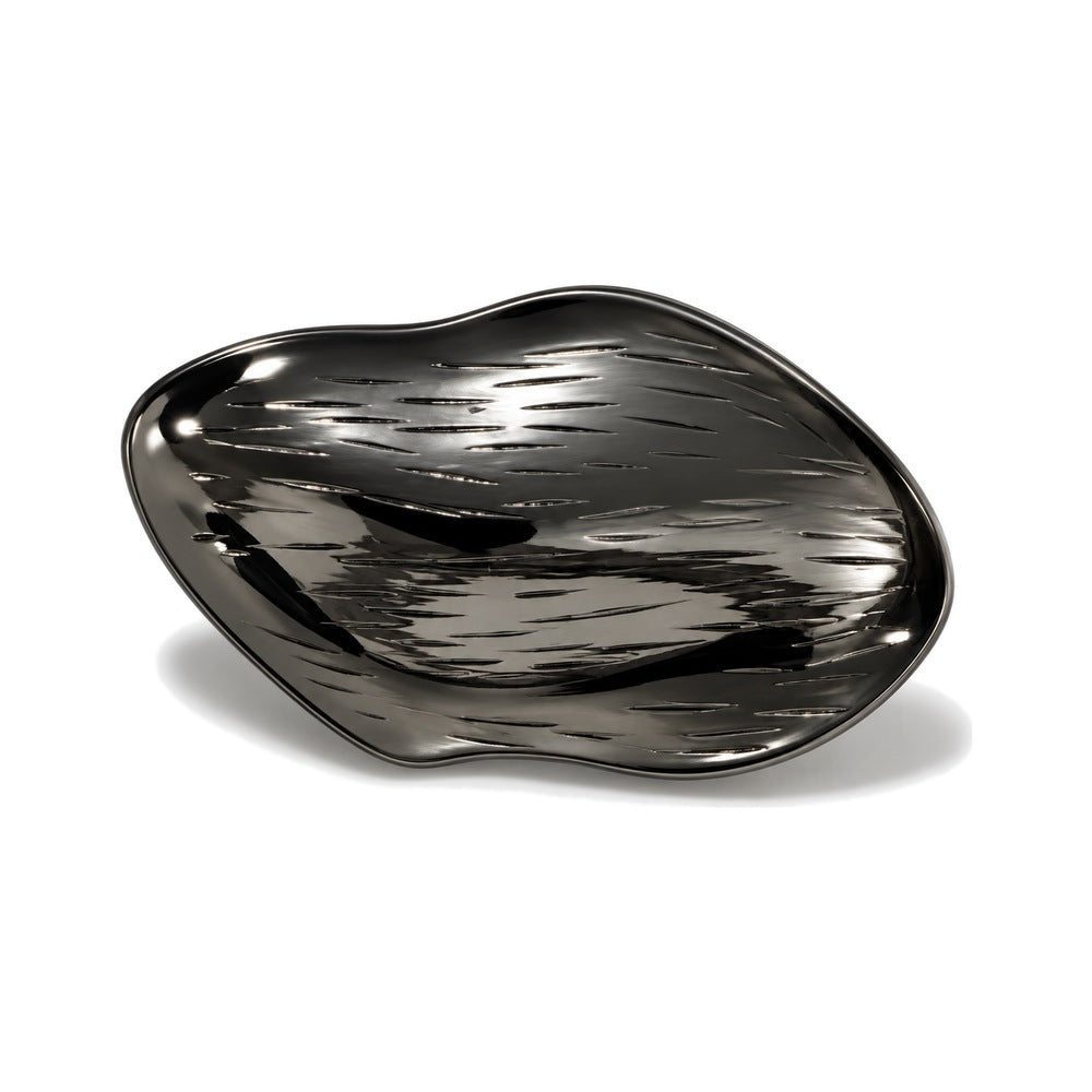 Metal button “Large oval with relief lines” MB-27 – Gun metal