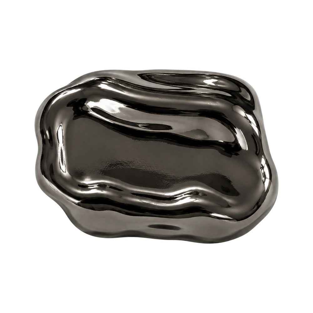 Botão de metal «Retangular com relevo ondulado» MB-30 – Gun metal