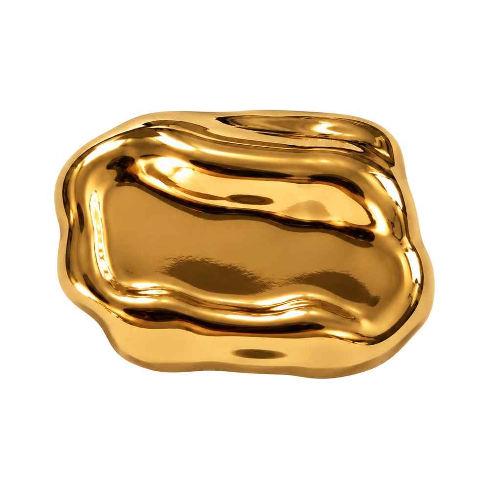 Botão de metal «Retangular com relevo ondulado» MB-30 – Dourado