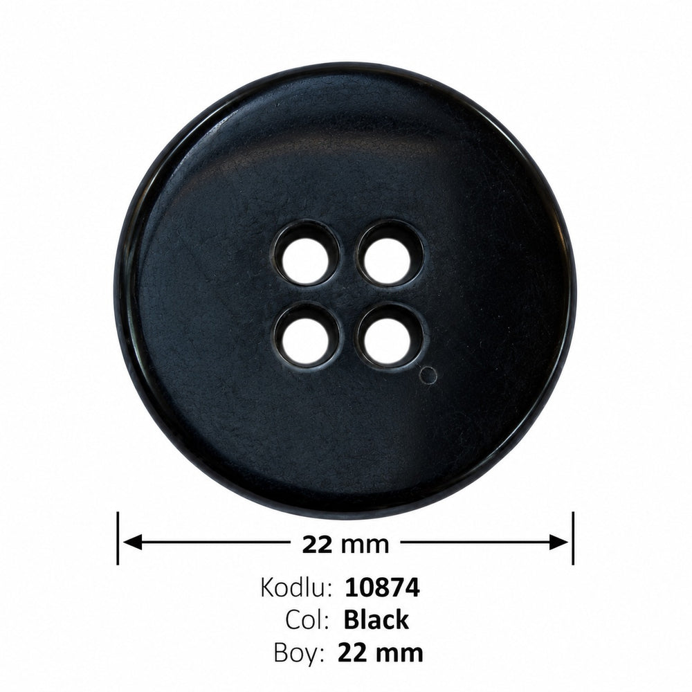 Полиестерно копче 10874 col Black – 4 отвора, черно – код и размер