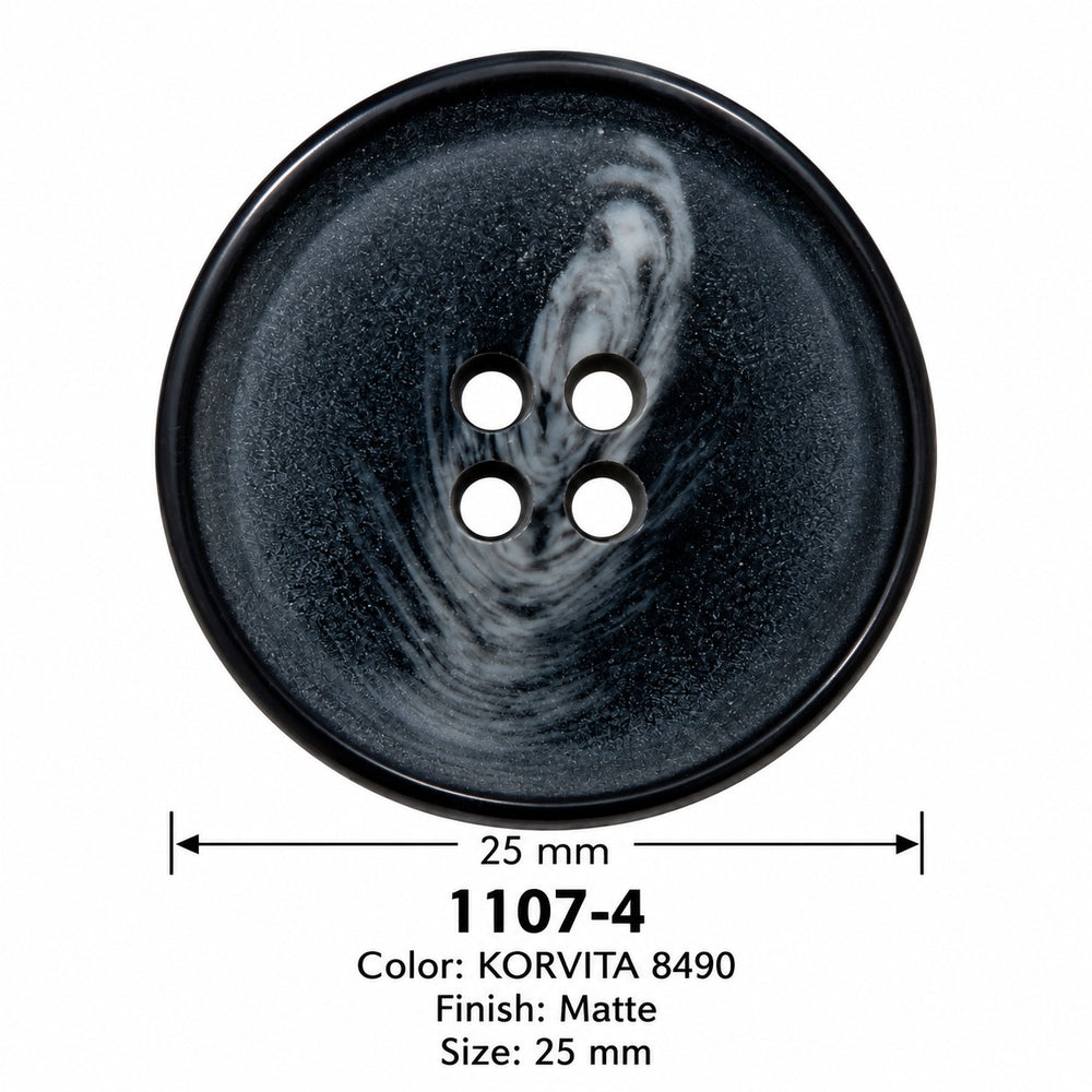 Полиестерно копче 1107-4 col KORVITA 8490 – 4 отвора, черно – код и размер