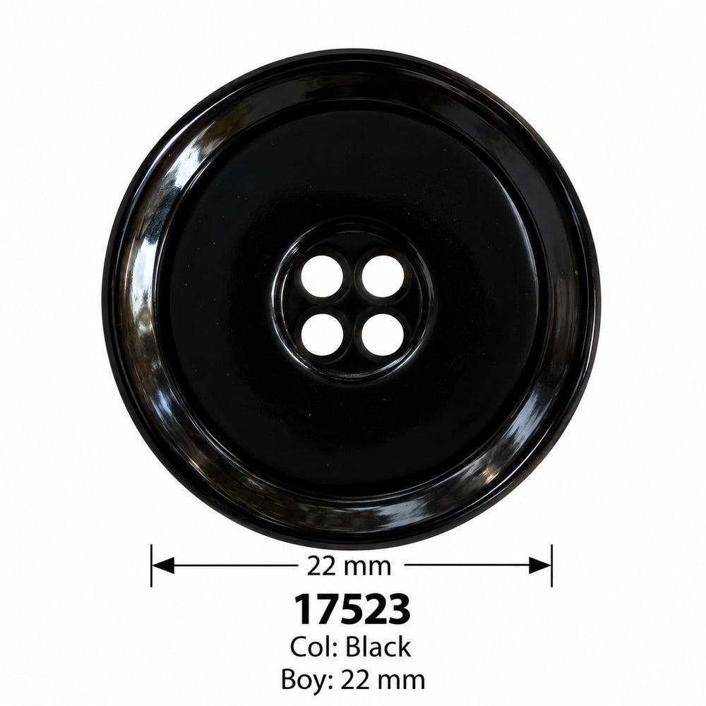 Полиестерно копче 17523 col Black – 4 отвора, черно – код и размер