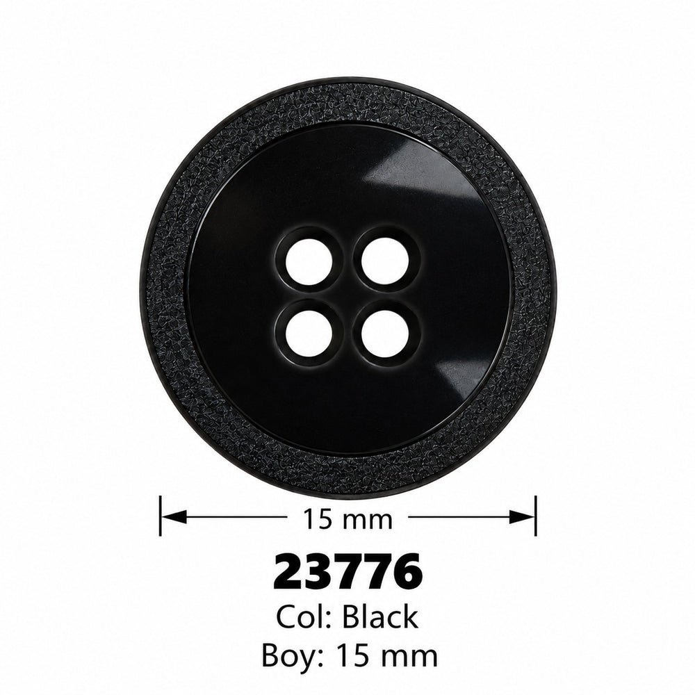 Polyesterknoop 23776 col Black – 4 gaten, zwart – 2