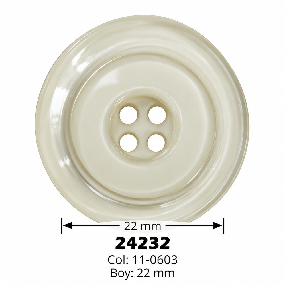 Полиестерно копче 24232 col 11-0603 – 4 отвора, бежово – код и размер