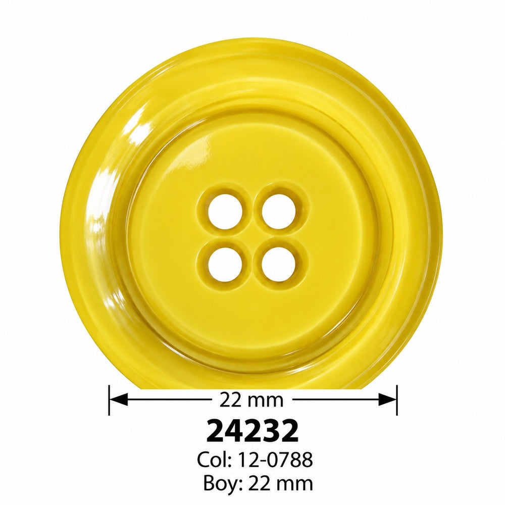 Полиестерно копче 24232 col 12-0788 – 4 отвора, жълто – код и размер