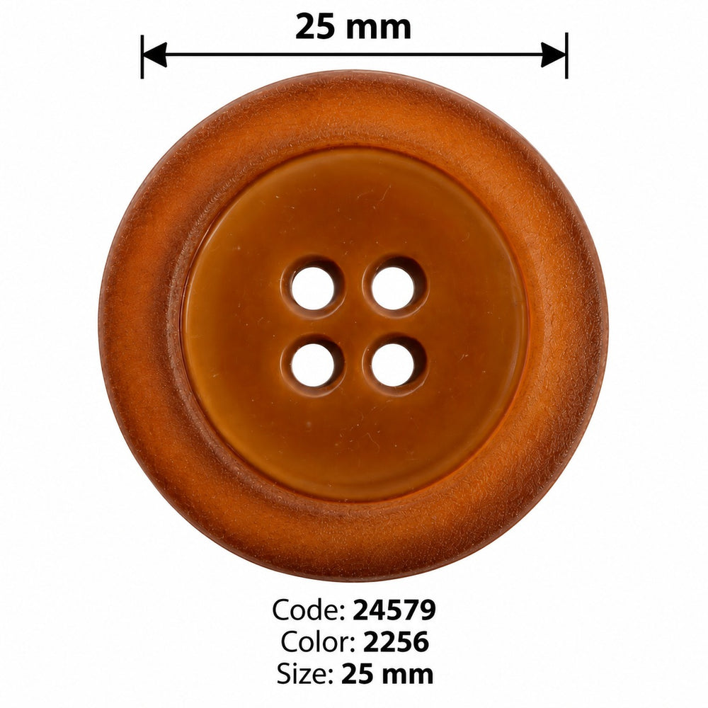 Полиестерно копче 24579 col 2256 – 4 отвора, кафяво – код и размер