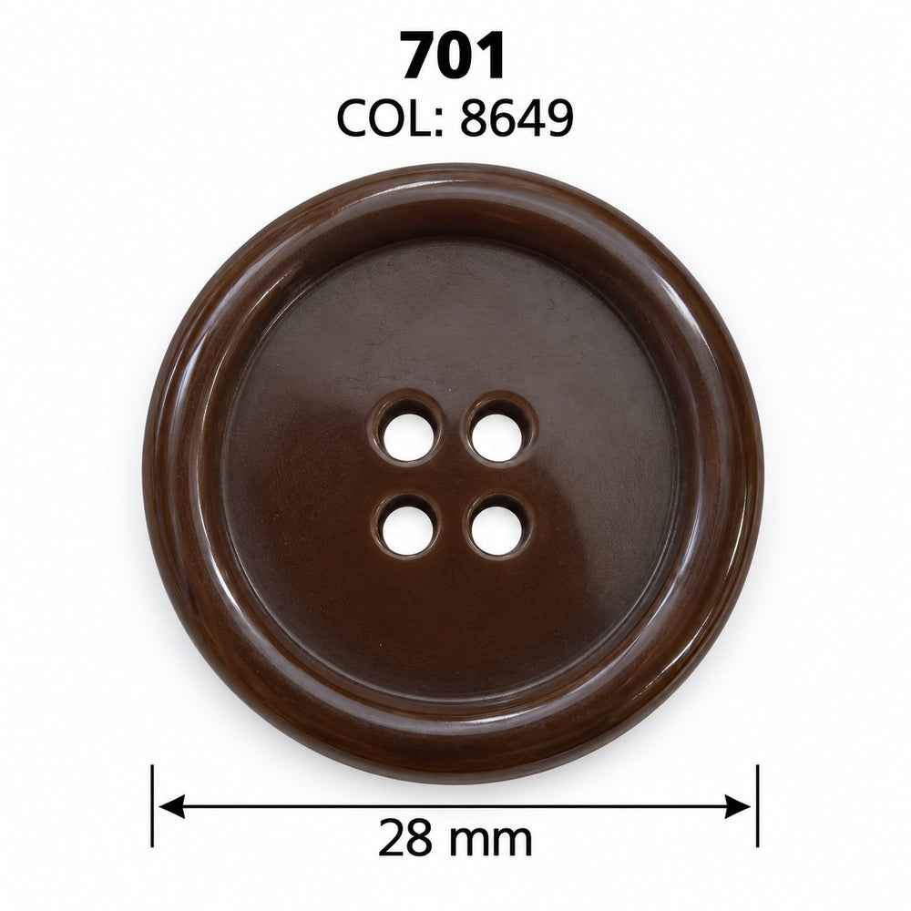 Полиестерно копче 701 col 8649 – 4 отвора, кафяво – код и размер