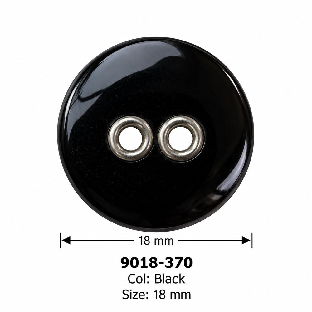 Polyesterknoop 9018-370 col Black – 2 gaten, zwart – 2