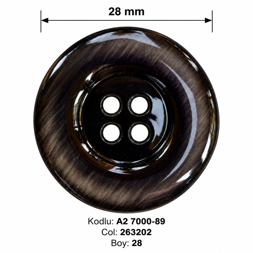 Полиестерно копче A2 7000-89 col 263202 – 4 отвора, черно – код и размер