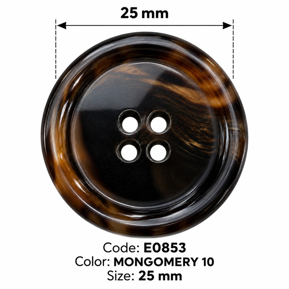 Полиестерно копче E0853 col MONGOMERY 10 – 4 отвора, кафяво – код и размер
