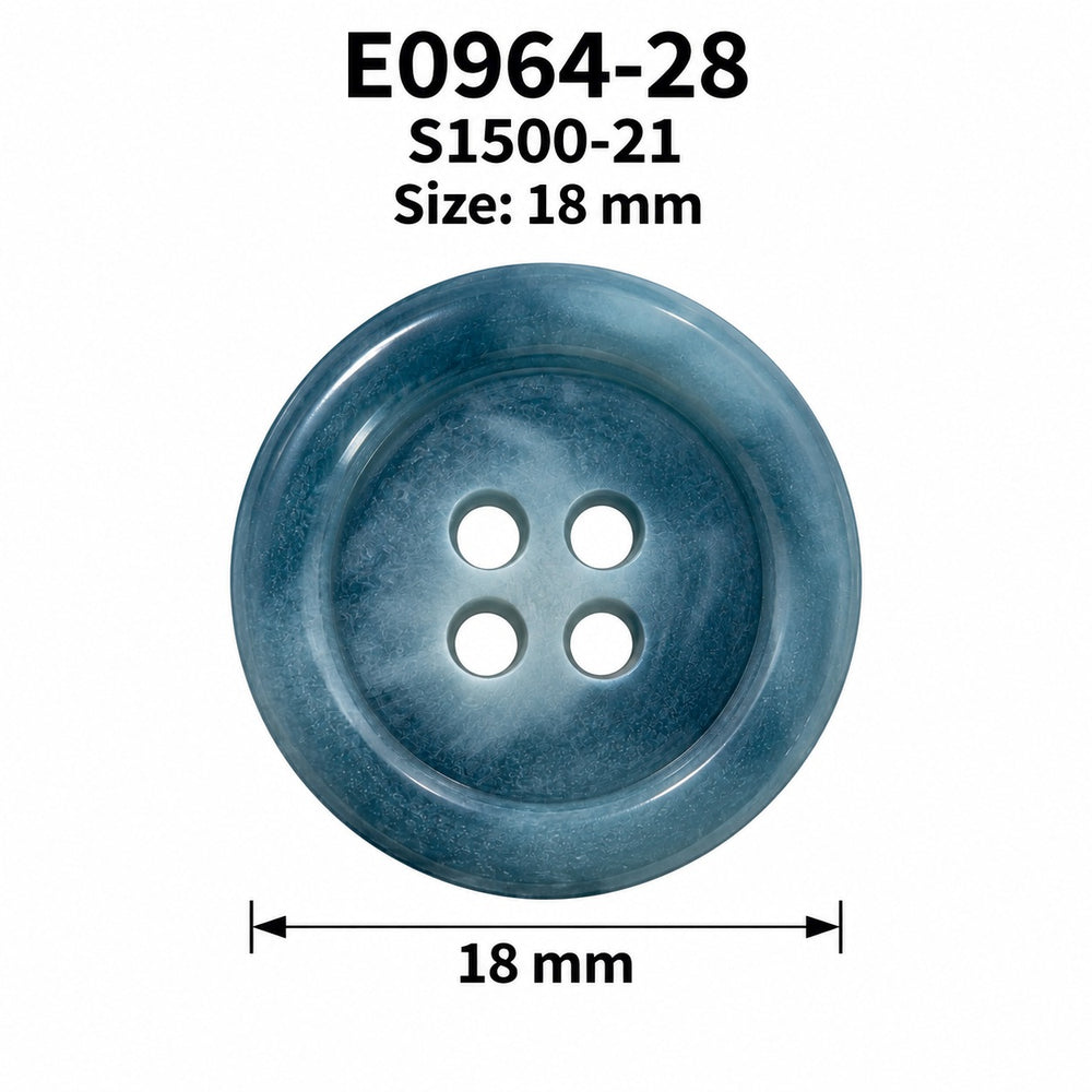 Полиестерно копче E0964 col S1500-21 – 4 отвора, синьо – код и размер