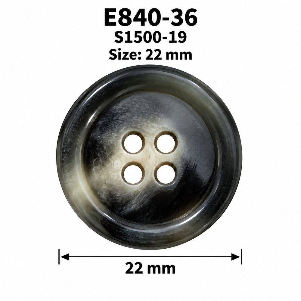 Полиестерно копче E0840 col S1500-19 – 4 отвора, сиво – код и размер