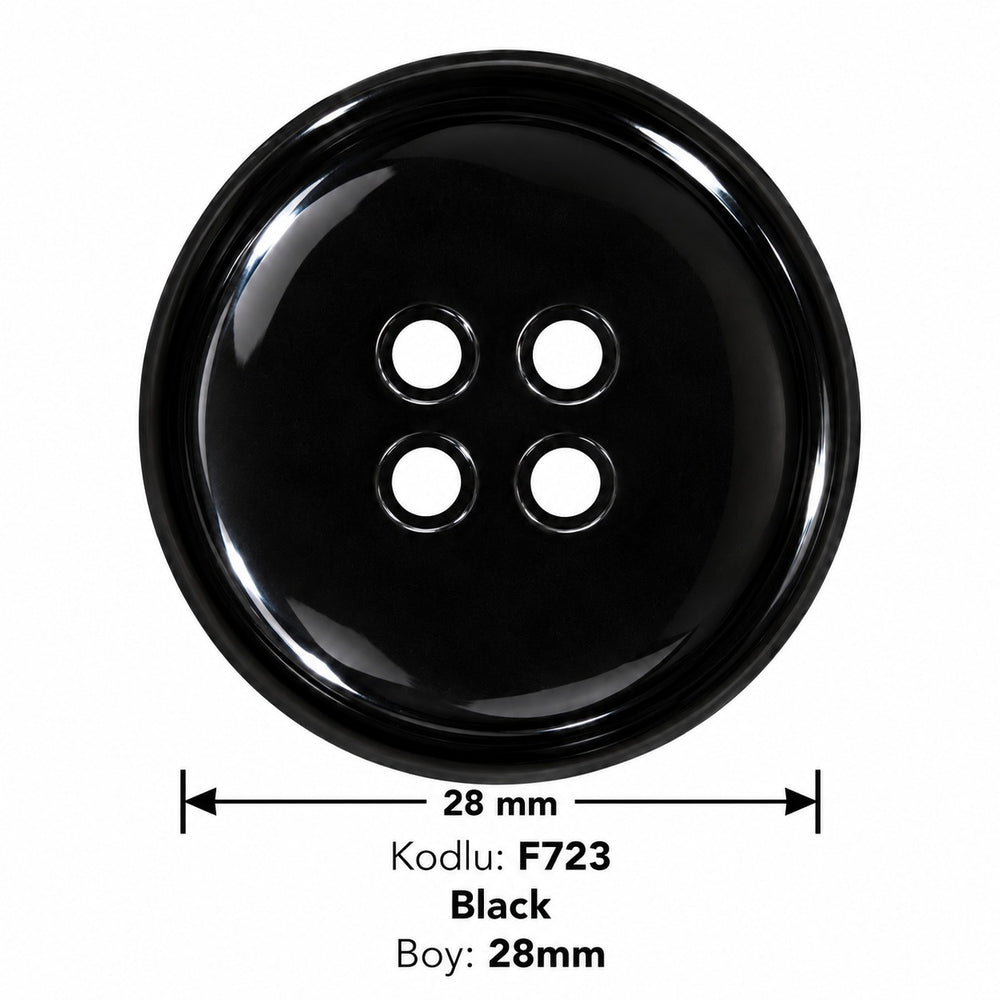 Полиестерно копче F723 col Black – 4 отвора, черно – код и размер