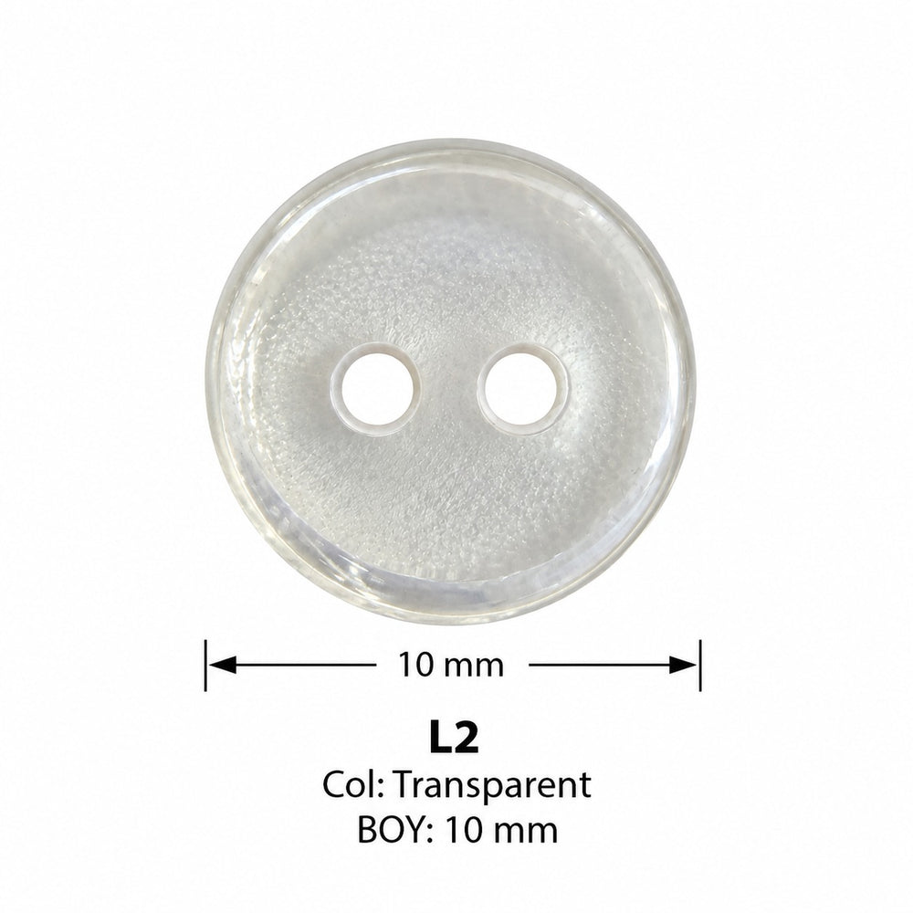 Полиестерно копче L2 col Transparent – 2 отвора, бяло – код и размер