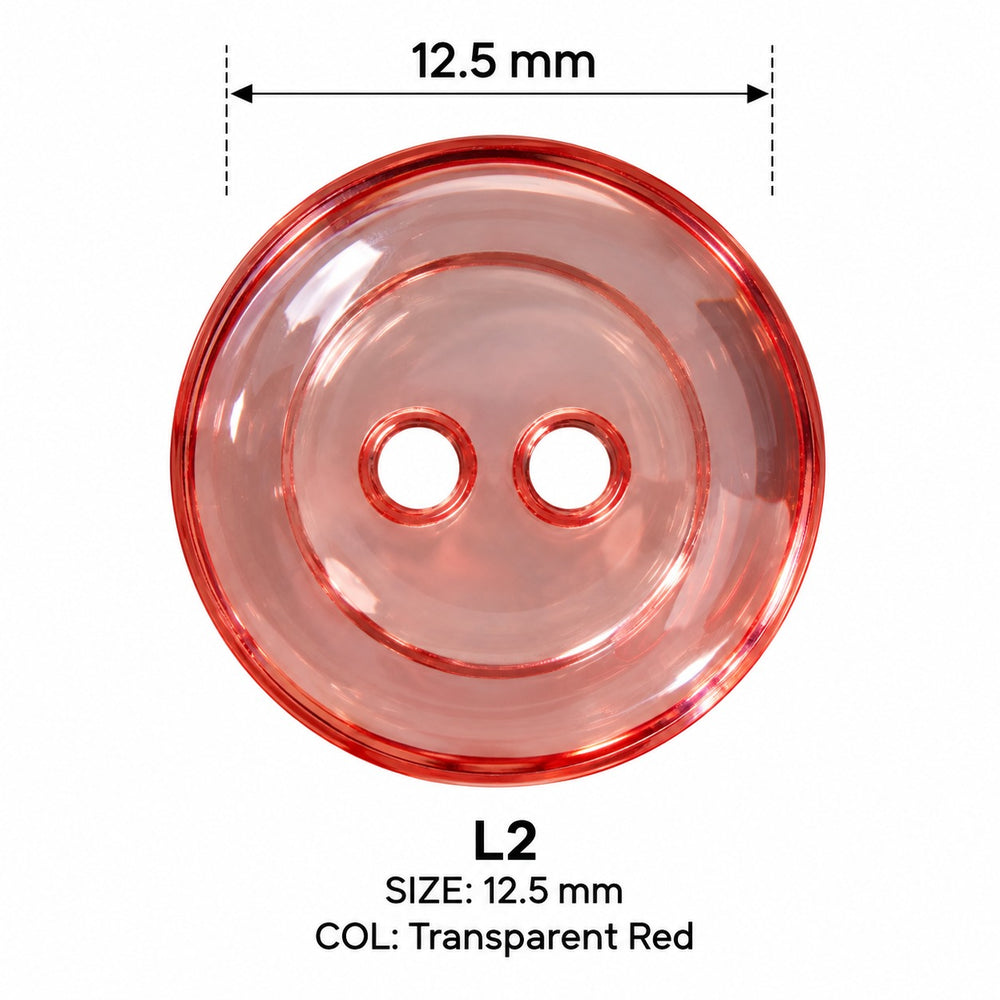 Полиестерно копче L2 col Transparent Red – 2 отвора, розово – код и размер