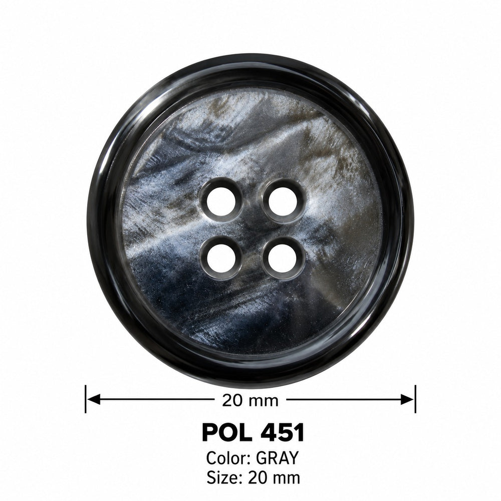 Полиестерно копче POL 451 col GRAY – 4 отвора, сиво – код и размер