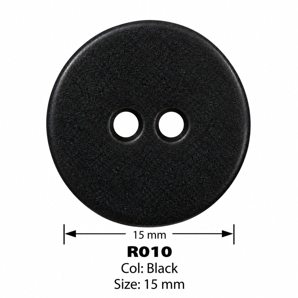 Полиестерно копче R010 col Black – 2 отвора, черно – код и размер