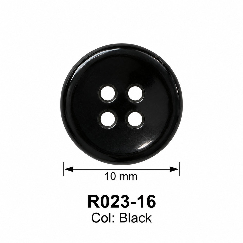 Полиестерно копче R023-16 col Black – 4 отвора, черно – код и размер