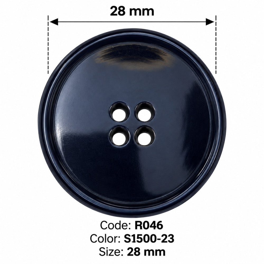 Полиестерно копче R046 col S1500-23 – 4 отвора, черно – код и размер
