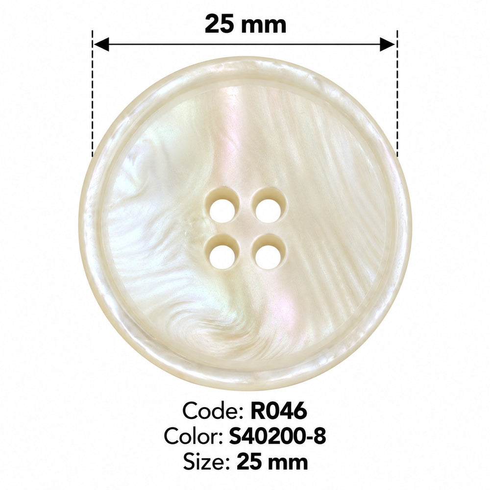 Полиестерно копче R046 col S40200-8 – 4 отвора, бяло – код и размер