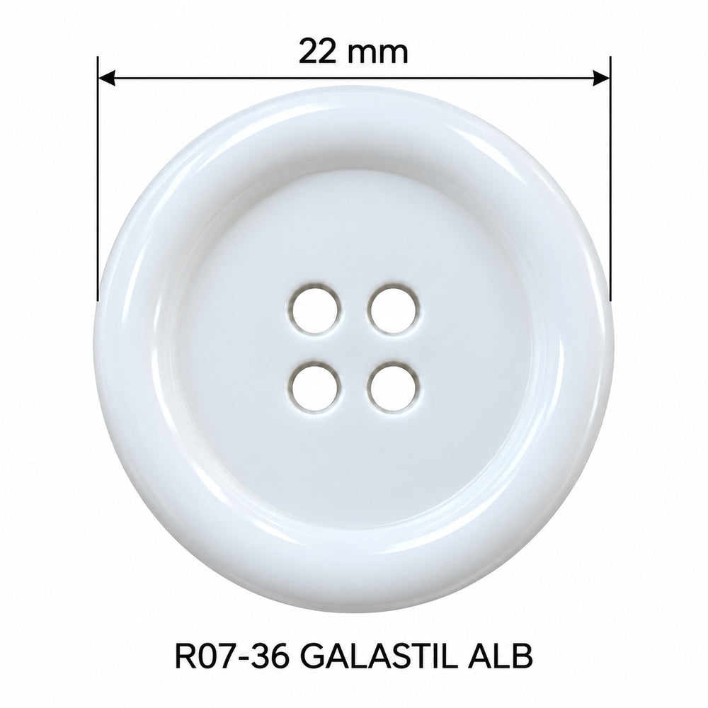 Полиестерно копче R07 col GALASTIL ALB – 4 отвора, бяло – код и размер