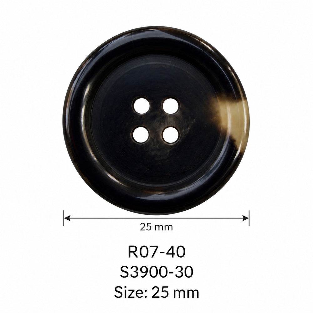 Полиестерно копче R07-40 col S3900-30 – 4 отвора, черно – код и размер