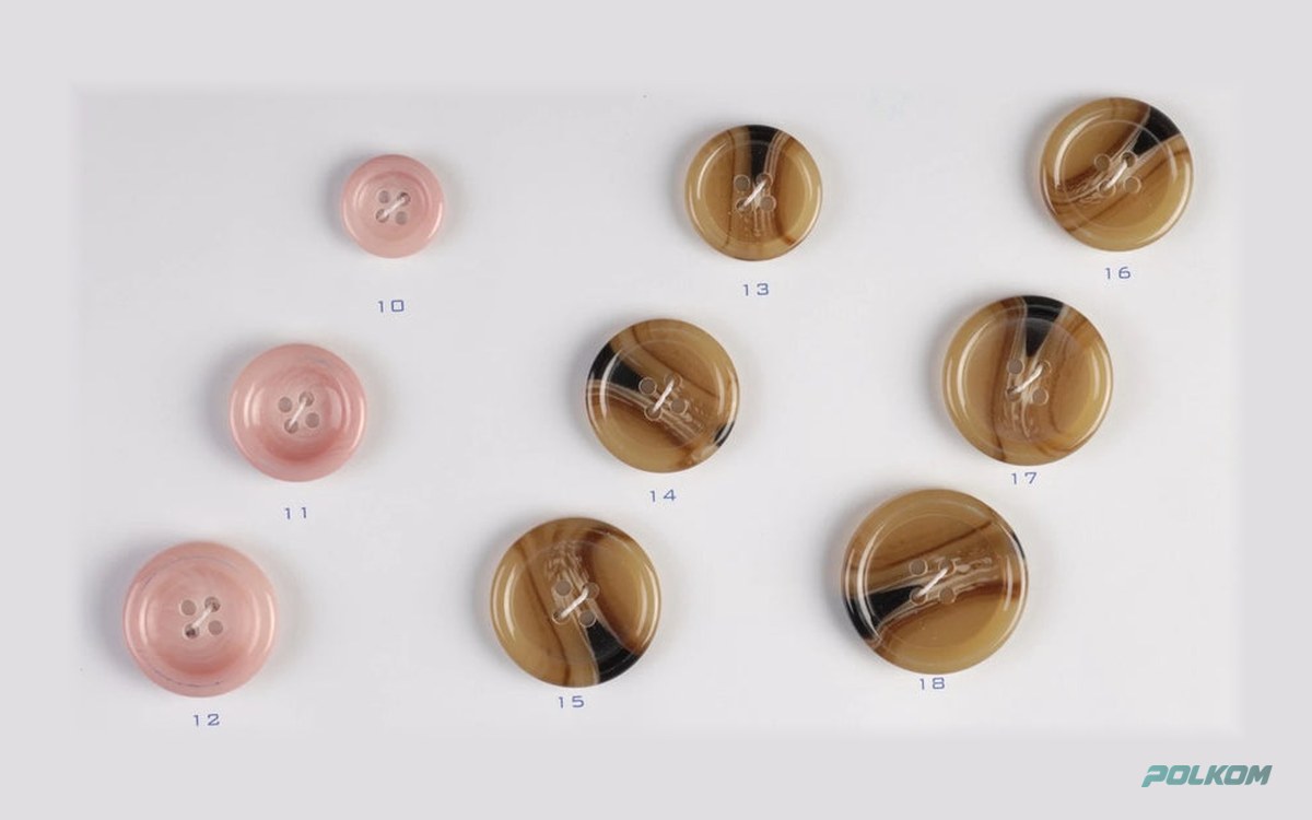 Botões imitação de corno (faux horn) para casacos e sobretudos – carta de cores, qualquer tamanho, brilhantes ou mate