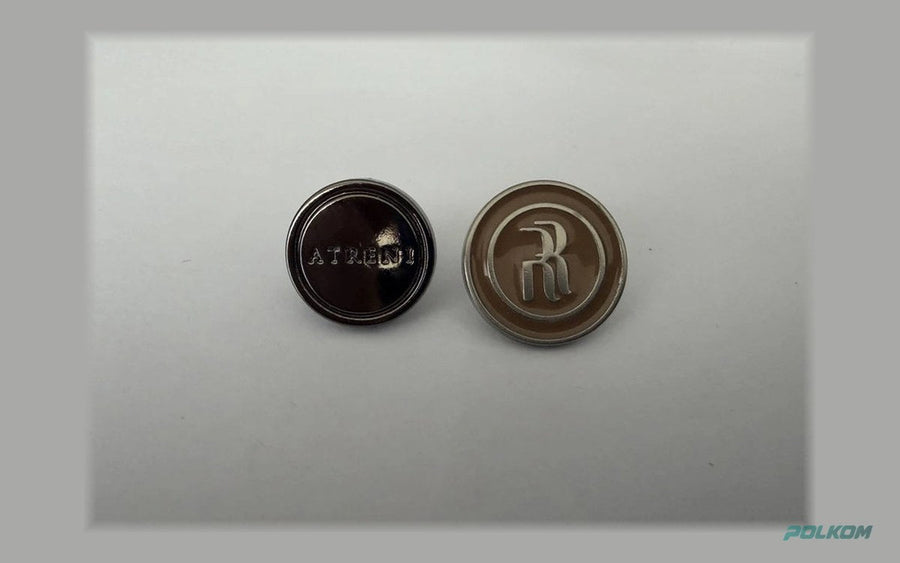 Bottoni per jeans con logo 15 e 18 mm – smalto colorato e gunmetal lucido