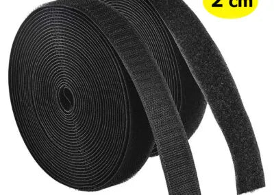 Fekete tépőzár 2 cm tekercseken ruházathoz