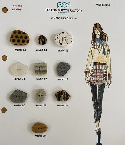 Fancy buttons – models 13–29 with dots, marble and grey stone for women's dresses