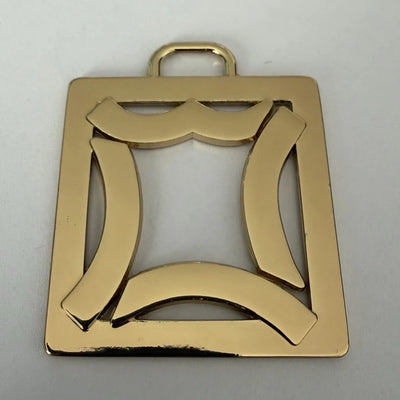 Trăgător mare metalic ajurat pentru fermoar, auriu lucios – 40 × 48 mm