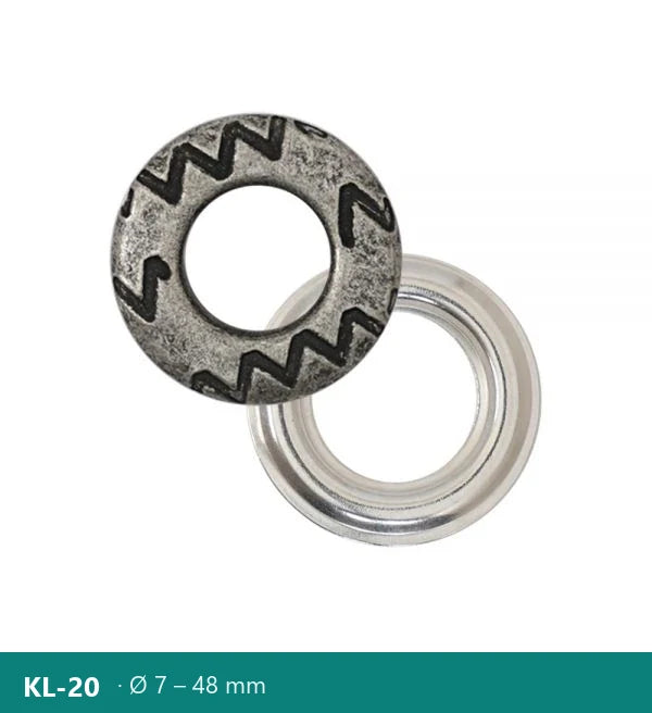 Капса с релефна шарка зигзаг, антик сребро – Polkom KL-20 · Ø 7 – 48 mm