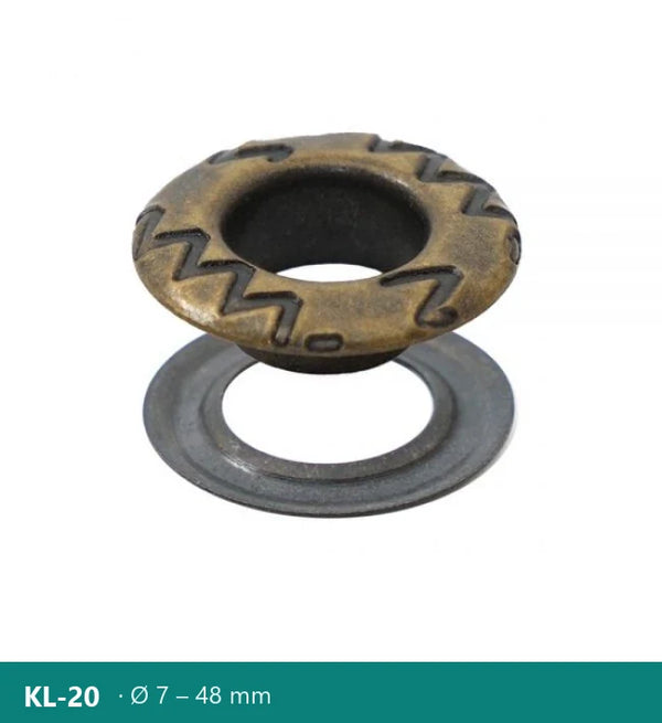 Капса с релефна шарка зигзаг, антик месинг – Polkom KL-20 · Ø 7 – 48 mm