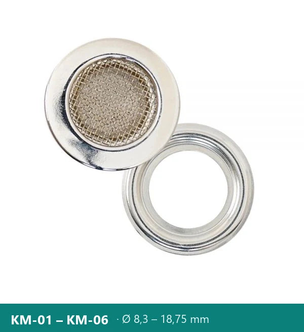 Капса с мрежа от неръждаема стомана и шайба – Polkom KM · Ø 8,3 – 18,75 mm