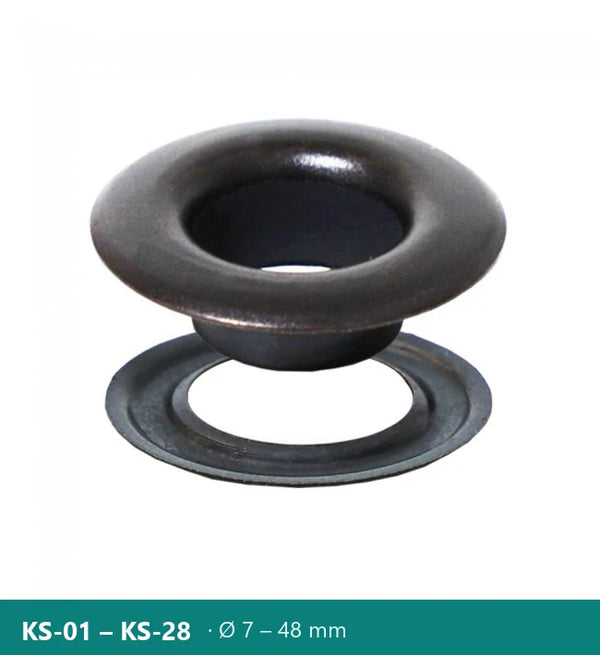 Месингова капса с шайба, черен никел – Polkom KS · Ø 7 – 48 mm