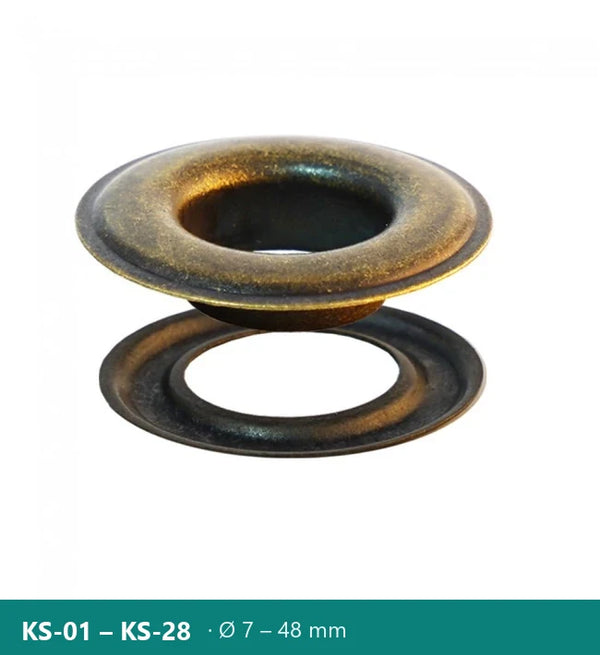 Месингова капса с шайба, антик месинг – Polkom KS · Ø 7 – 48 mm