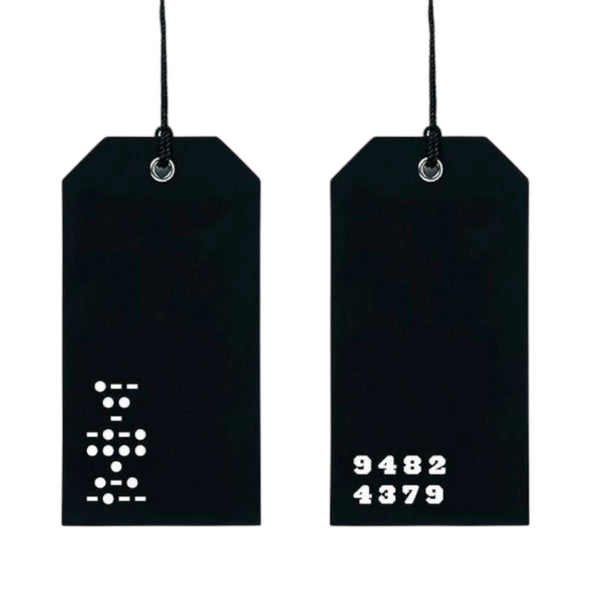 Black hang tags with metal eyelet and black cord