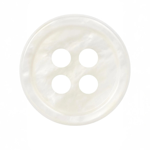 Polyester overhemdknoop met parelmoereffect, 4 gaten – wit