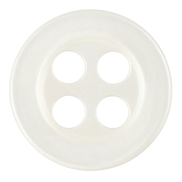 Polyester overhemdknoop met parelmoereffect, 4 gaten – parelwit
