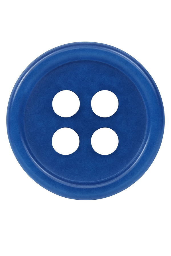 Blauwe polyester overhemdknoop met 4 gaten en parelmoereffect voor overhemden en blouses