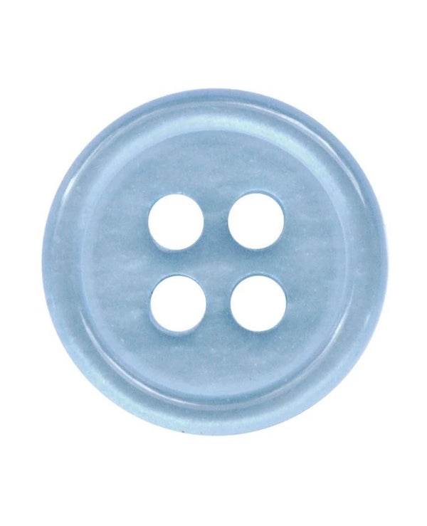 Lichtblauwe polyester overhemdknoop met 4 gaten en parelmoereffect voor een subtiel contrast