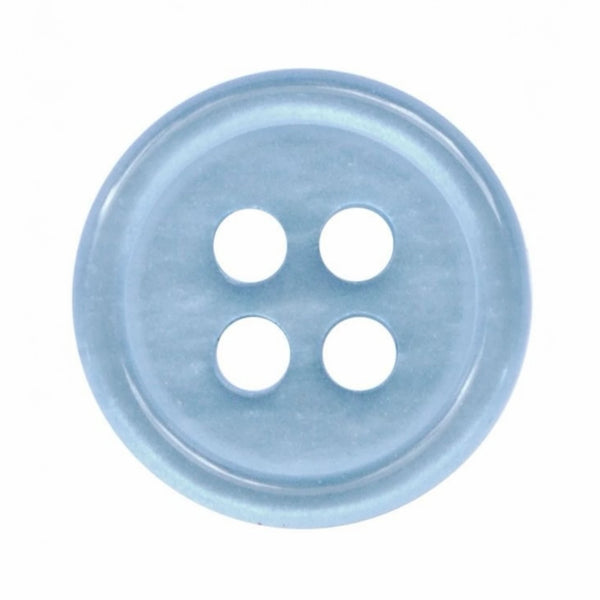 Polyester overhemdknoop met parelmoereffect, 4 gaten – lichtblauw
