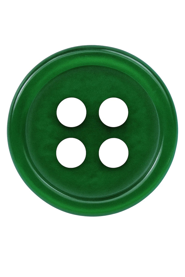 Groene polyester overhemdknoop met 4 gaten en parelmoereffect als accent op kraag en manchet