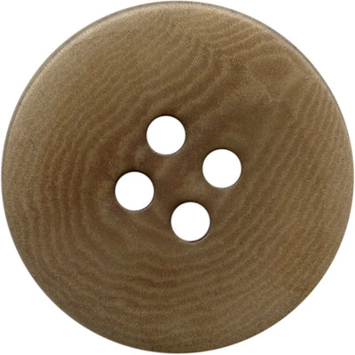 Flat beige corozo button with 4 holes and fine natural stripes for waistcoats