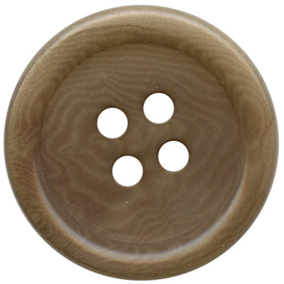 Beige corozo button with 4 holes and wide rim for camel coats
