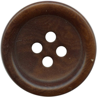 Dark brown corozo button with 4 holes and rim for navy suits and wool coats