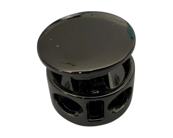 Fermacorda metallico premium 14 mm con due fori in finitura specchiata gunmetal